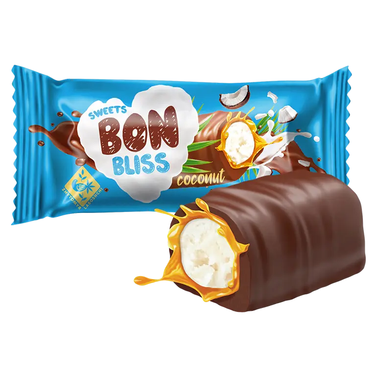 Цукерки в шоколадній глазурі з карамеллю та кокосовою начинкою Bon Bliss 1кг Україна