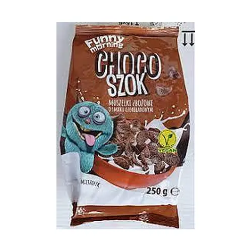 Сухий сніданок “Шоколадні пластівці” Funny Morning Choco Szok Muszelki zbozowe o smaku czekoladowym 250 г Польща