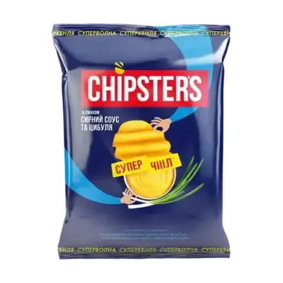 Чипси картопляні хвилясті зі смаком сирного соусу із зеленим луком Chipster's 110 г Україна