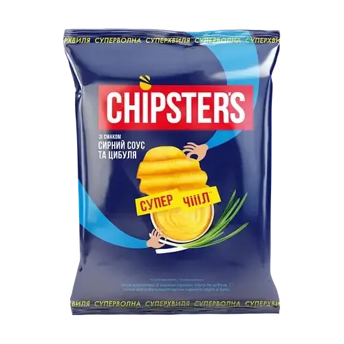Чипси картопляні хвилясті зі смаком сирного соусу із зеленим луком Chipster’s 110 г Україна