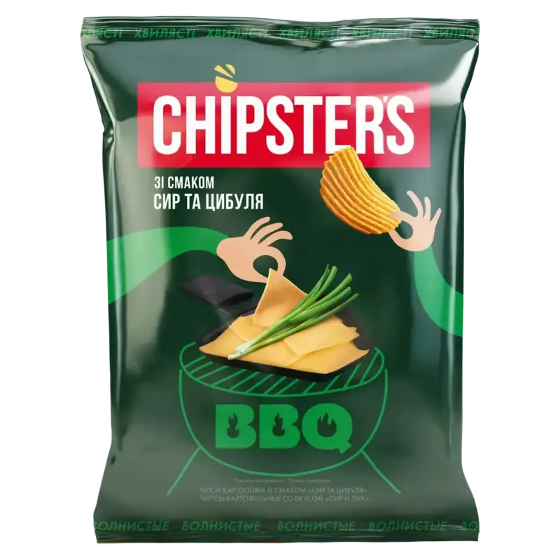 Чипси картопляні хвилясті зі смаком сиру та зеленої цибулі Chipster’s 120 г Україна