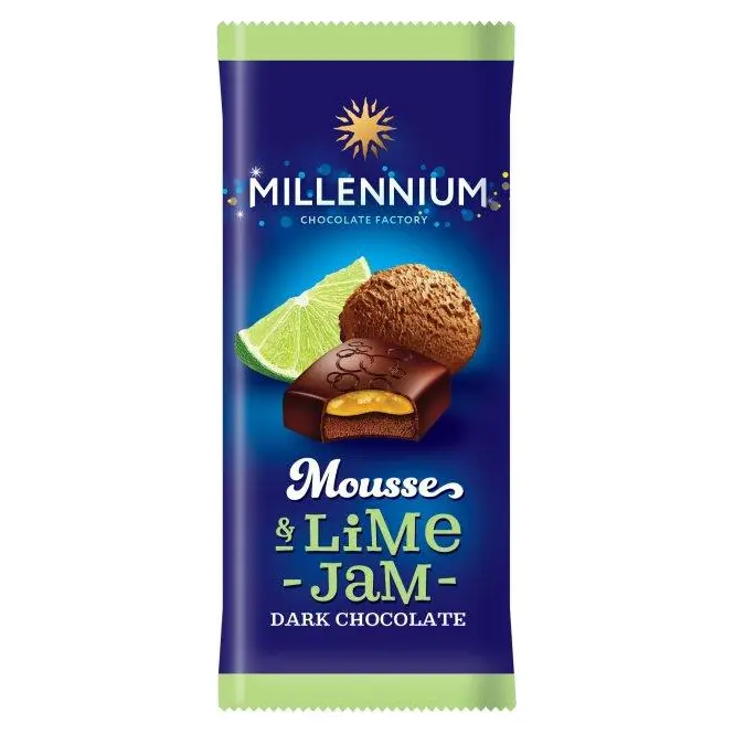 Шоколад чорний із джемом із лайма Millennium Mousse 135 г Україна