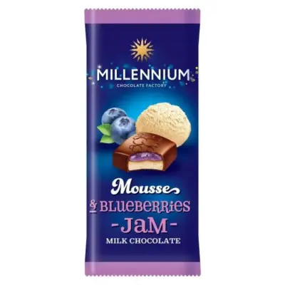 Шоколад молочний із чорничним джемом Millennium Mousse 135 г Україна