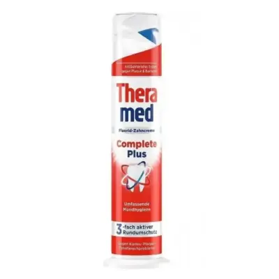 Зубна паста з фтором потрійний захист Theramed Complete Plus з дозатором Туба100 мл Німеччина