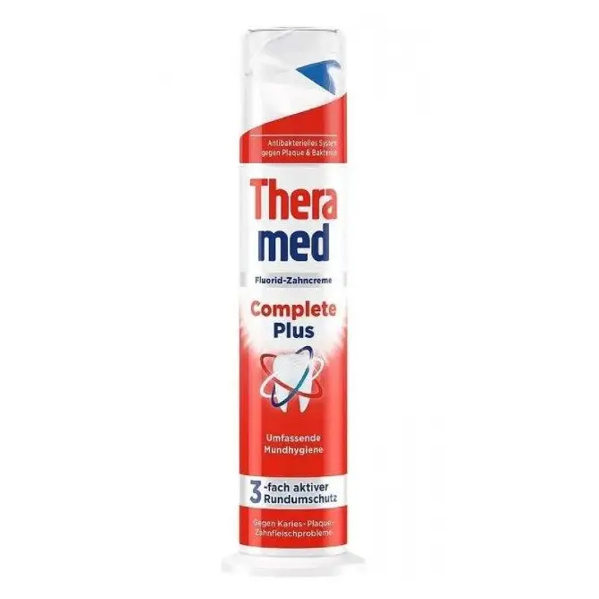 Зубна паста з фтором потрійний захист Theramed Complete Plus з дозатором Туба100 мл Німеччина