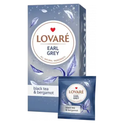 Чай чорний байховий цейлонський з бергамотом Lovare Earl Grey (24 пакетики х 2 г) 48 г Україна