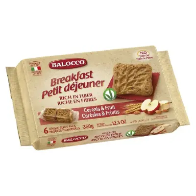 Печиво з яблуком і родзинками БЕЗ ПАЛЬМОВОЇ ОЛІЇ Veganok Balocco (6*58) 350г Італія