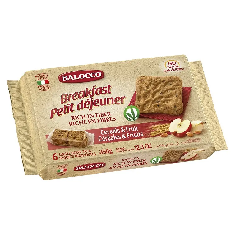 Печиво з яблуком і родзинками БЕЗ ПАЛЬМОВОЇ ОЛІЇ Veganok Balocco (6*58) 350г Італія