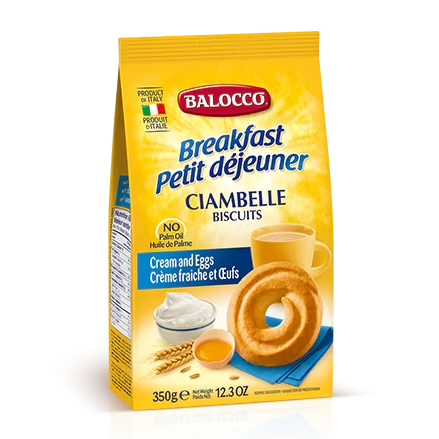 Печиво до сніданку зі сливками на яєчних БЕЗ ПАЛЬМОВОЇ ОЛІЇ Ciambelle Balocco 350г Італія