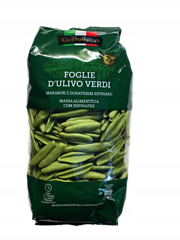 Макарони зі шпинатом Foglie D'ulivo Verdi GustoBello 500 г Польща