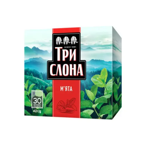 Чай трав’яний м’ята Три Слони (30 пакетиків х 1,4 г) 42г