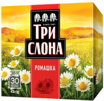 Чай трав'яний ромашка Три Слона (30 пакетиків х 1,4 г) 42г