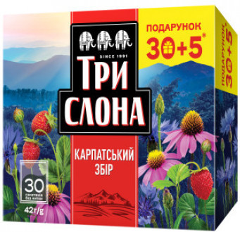 Чай трав'яний Карпатський збір Три Слона (30 пакетиків х 1,4г) 42г