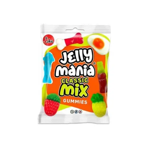 Желейні цукерки БЕЗ ГЛЮТЕНА І ЛАКТОЗИ Jelly Mania Classic Mix Gummies Jake 100 г Іспанія