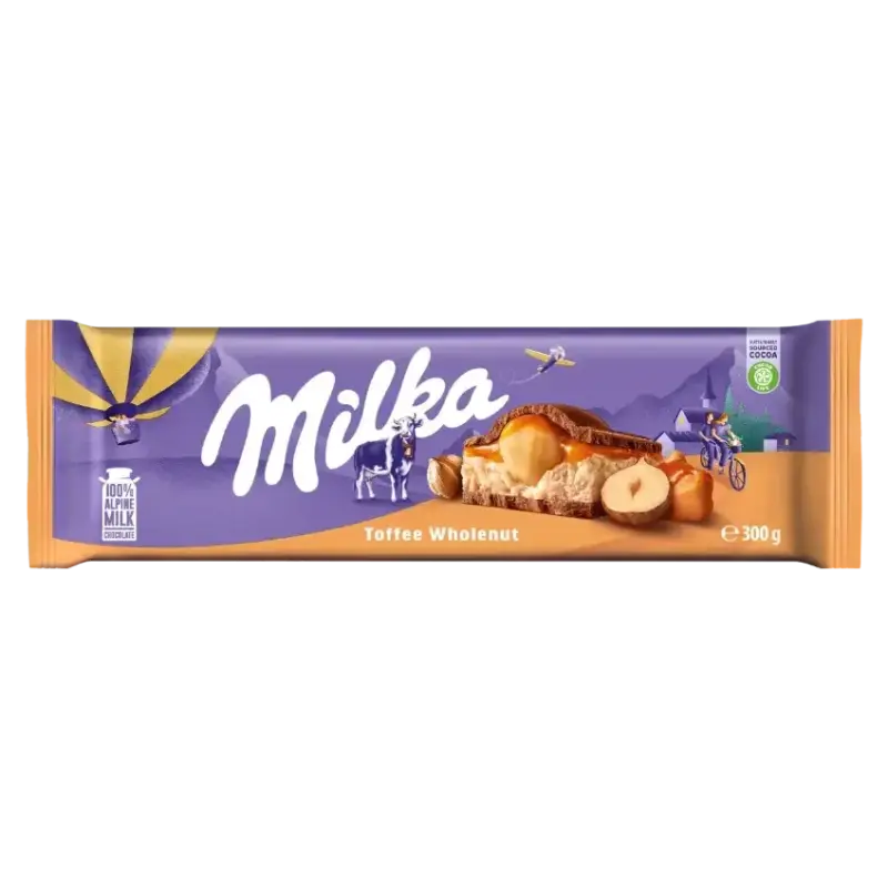 Шоколад Milka Toffee Wholenut (з карамеллю та суцільним фундуком) 300 г Швейцарія