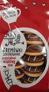 Печиво бісквітне з шоколадним кремом та вишневим джемом Kremowki dekorowane 380г Польща