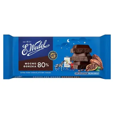Шоколад чорний гіркий 80% E.Wedel Mocno Gorzka 80% 80 г Польща