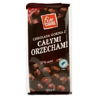 Шоколад черный с цельным лесным орехом Fin Carre 100г Германия