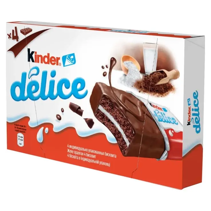 Бісквітне тістечко з молочною начинкою Kinder Delice (4×39г) 156г Німеччина