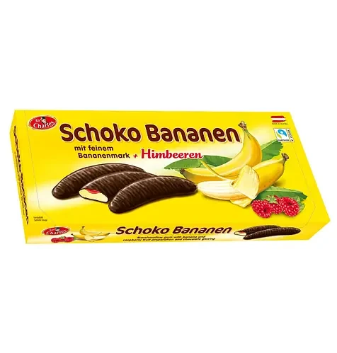 Цукерки шоколадні бананове суфле з малиновим джемом Schoko Bananen 300г Австрія