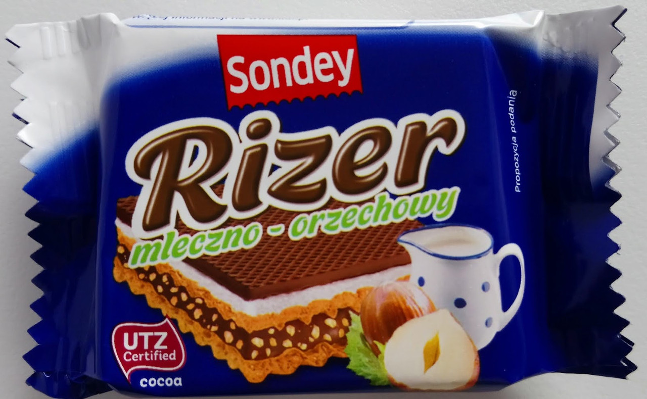 Вафлі з молочно-горіховою начинкою Sondey Rizer 1 шт. 25 г Польща