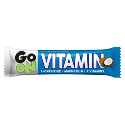 Протеїновий батончик 7 вітамінів з кокосом GO ON Vitamin L-Carnitine 50г Польща
