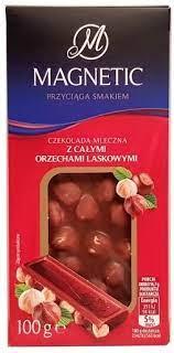 Шоколад молочний з цільним лісовим горіхом Magnetic Czekolada Mleczna z Orzechami 100г Польща