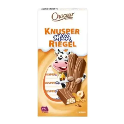 Шоколад молочний зі шматочками фундуку та пластівцями Choceur Knusper Milch Riegel 200г Німеччина