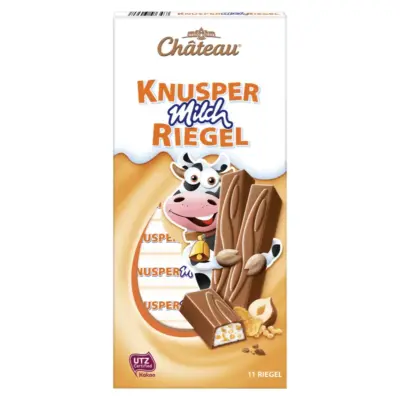 Шоколад молочний зі шматочками фундуку та пластівцями Chateau Knusper Milch Riegel 200г Німеччина