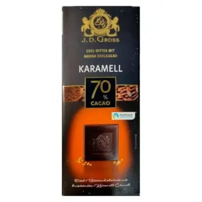 Шоколад темний з хрусткою карамеллю 70% какао J.D. Gross Czekolada Gorzka Karmel 125г Німеччина