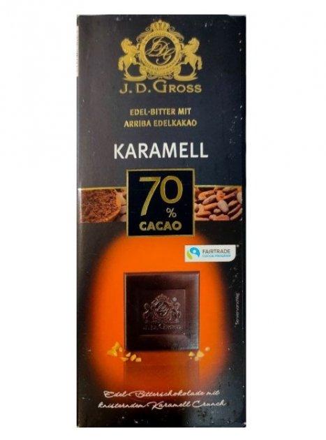 Шоколад темний з хрусткою карамеллю 70% какао J.D. Gross Czekolada Gorzka Karmel 125г Німеччина