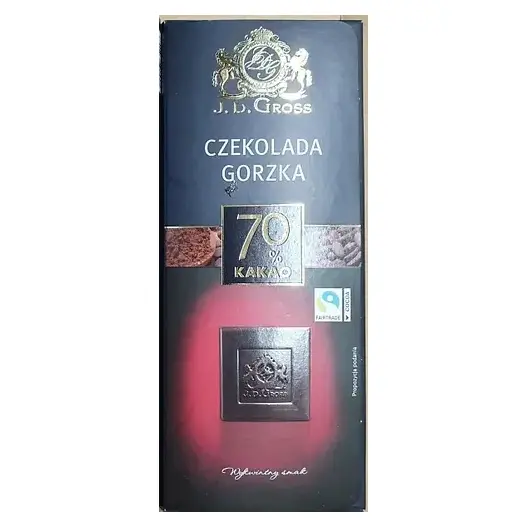 Шоколад чорний 70% какао J.D. Gross Czekolada Gorzka 125г Німеччина