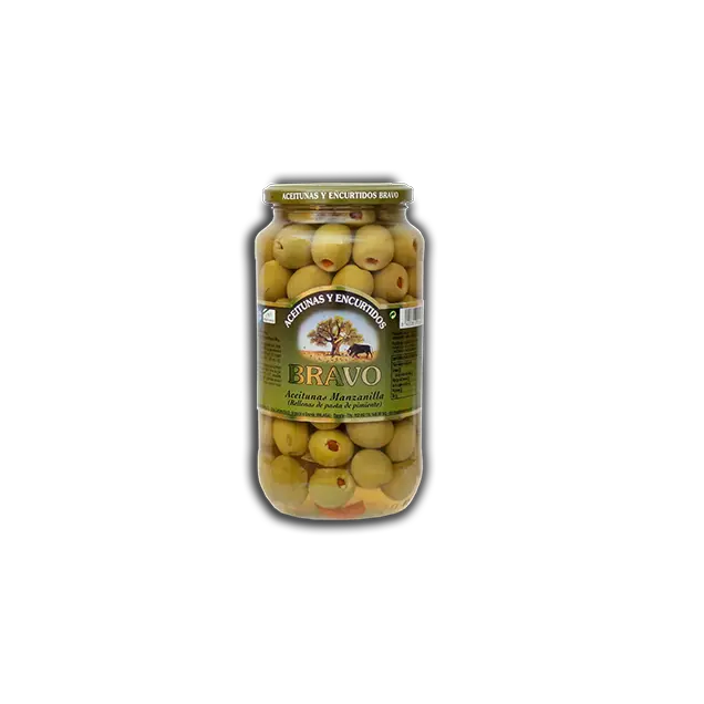 Оливки зелені фаршировані перцем БЕЗ ГЛЮТЕНА Bravo Rellena de Pimiento 500 г/1000 г Іспанія