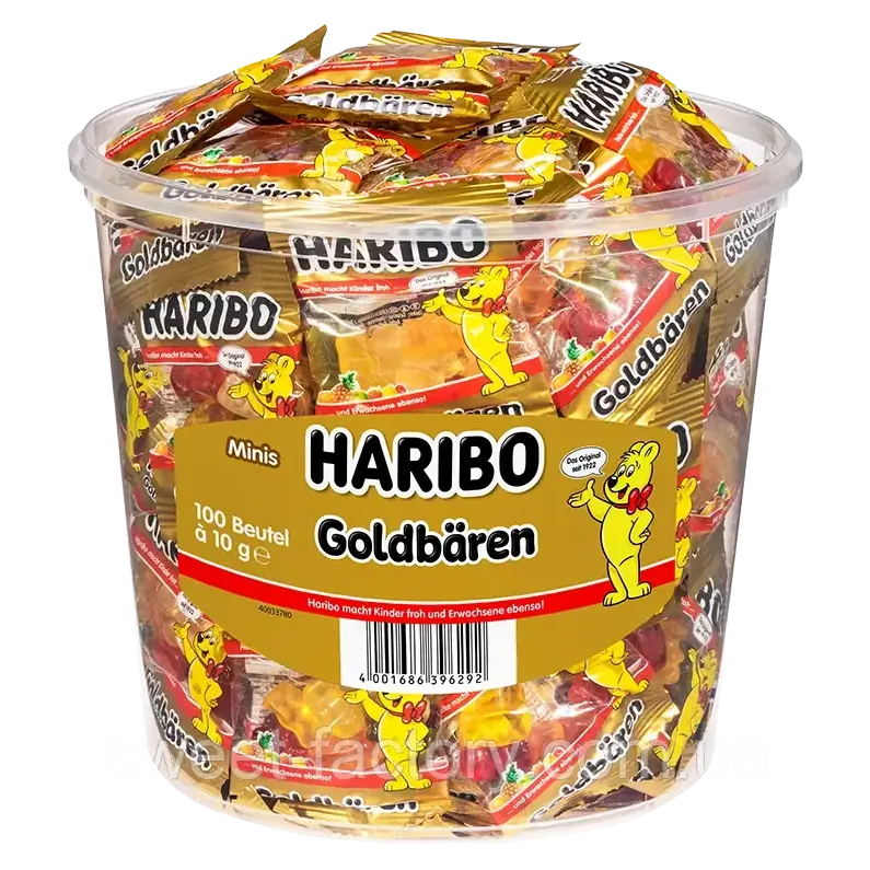Желейні цукерки Золоті мінімішки Haribo Goldbaren (фруктовий мікс) 1000 г (100 шт.х10г) Німеччина