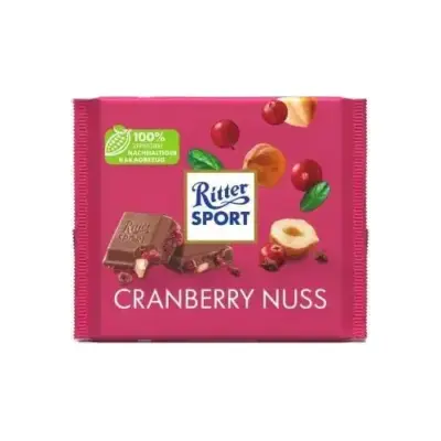 Шоколад молочний із журавлиною та горіхами Ritter Sport Cranberry Nuss 100 г Німеччина
