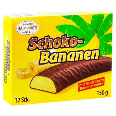 Цукерки шоколадні Banana Schoko Bananen (Бананова суфле) Hauswirth Австрія 150 г