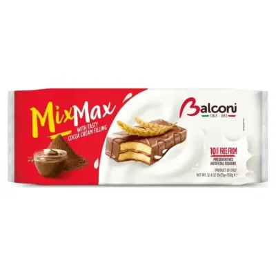 Бісквітне шоколадне тістечко з молочним кремом Balconi Mix Milk (10х35г) 350 г Італія
