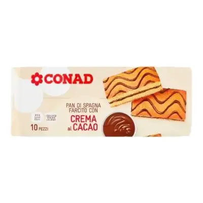 Бісквітне тістечко з шоколадним кремом Conad Crema al cacao (10х28г) 280г Італія