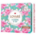 Чай Lovare Асорті “Квіти та чай” Flowers and Tea 12 видів по 5 пакетів (60 шт.) + Блюдце Серце
