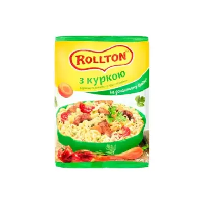 Вермішель швидкого приготування Rollton на домашньому бульйоні з куркою 60 г