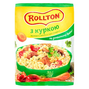 Вермішель швидкого приготування Rollton на домашньому бульйоні з куркою 60 г