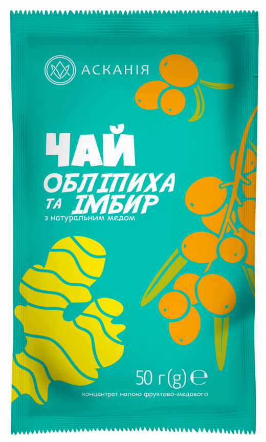 Концентрат фруктово-медового напою Чай обліпиха та імбир Асканія-Пак 50г Україна
