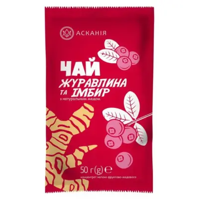Концентрат фруктово-медового напою Чай журавлина та імбир Асканія-Пак 50г Україна