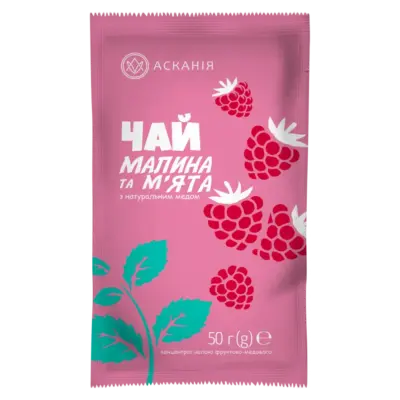 Концентрат фруктово-медового напою Чай малина та м'ята Асканія-Пак 50г Україна
