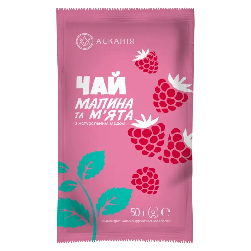 Концентрат фруктово-медового напою Чай малина та м’ята Асканія-Пак 50г Україна