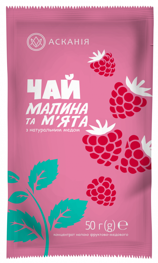 Концентрат фруктово-медового напою Чай малина та м'ята Асканія-Пак 50г Україна