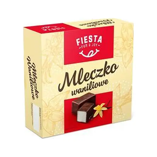 Цукерки пташине молоко з ванільним смаком у шоколаді Fiesta Mleczko Waniliowe380г Польща