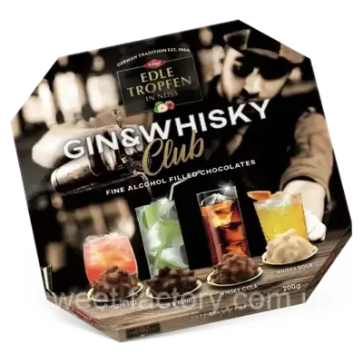 Шоколадно-горіхові цукерки з алкогольною начинкою Trumpf Edle Tropfen Gin & Wisky 200г Німеччина