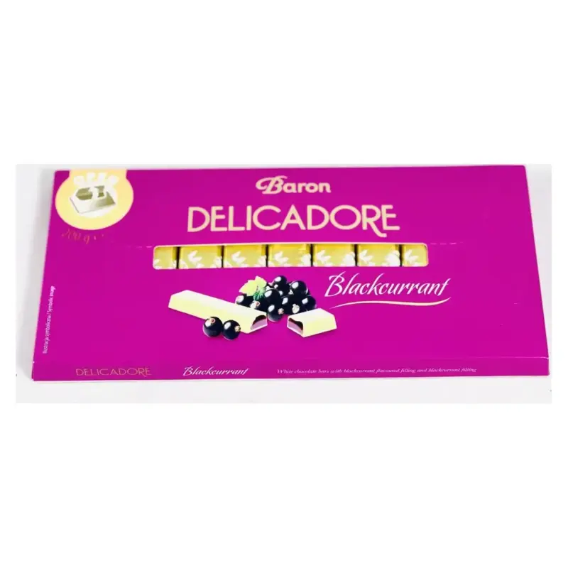 Шоколад білий із чорною смородиною Baron Delicador Blackcurrant 200 г Польща