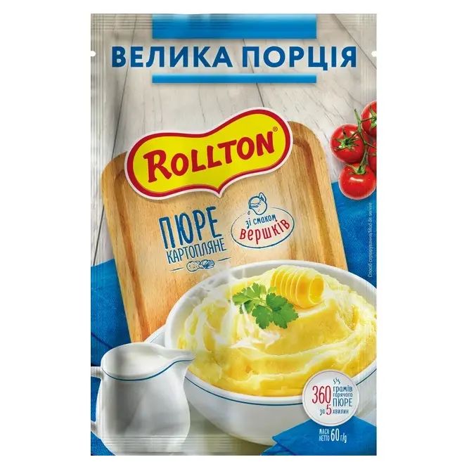 Пюре картофельное быстрого приготовления со вкусом сливок Rollton 60г